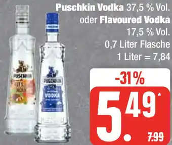 Edeka Puschkin Vodka oder Flavoured Vodka 0,7 Liter Flasche Angebot