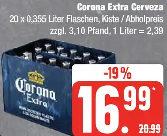 Edeka Corona Extra Cerveza 20 x 0,355 Liter Flaschen Angebot