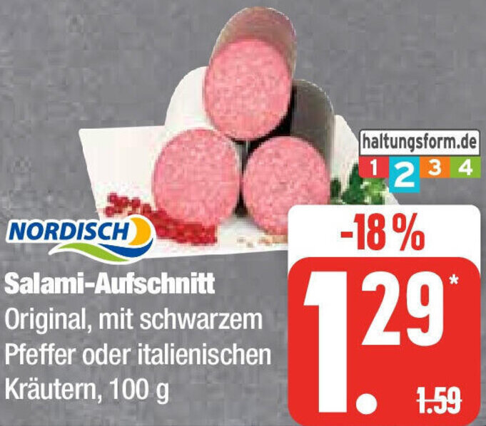 NORDISCH SalamiAufschnitt 100 g Angebot bei Edeka