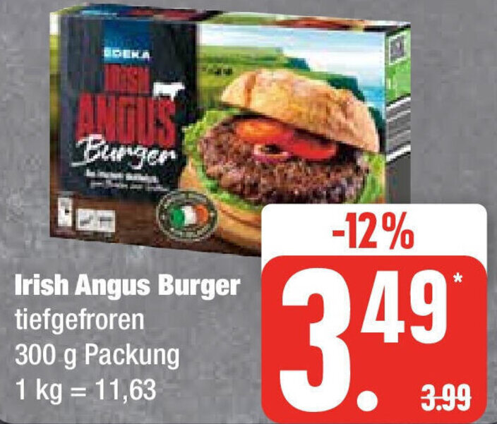 Irish Angus Burger 300 g Packung Angebot bei Edeka
