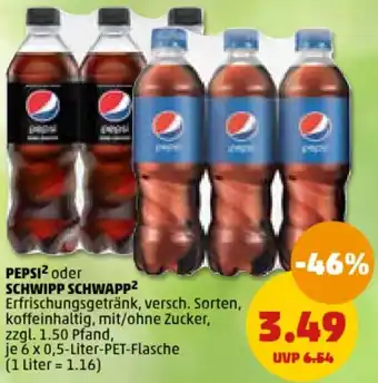 PENNY PEPSI² oder SCHWIPP SCHWAPP 6x0,5 Liter PET Flasche Angebot