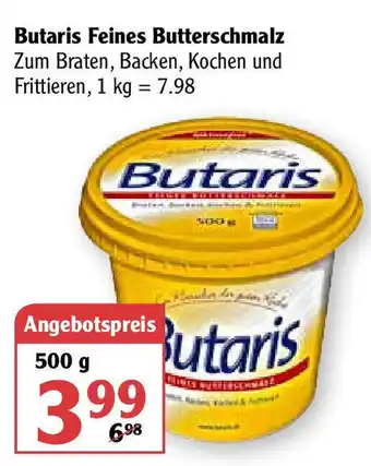 Globus Butaris Feines Butterschmalz 500g Angebot