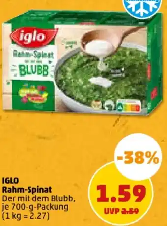 PENNY IGLO Rahm-Spinat 700 g Packung Angebot