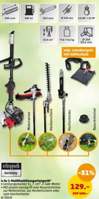 PENNY Scheppach 4-in-1-Multifunktionsgartengerät Angebot