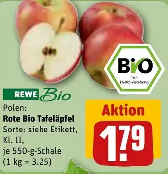 REWE REWE Bio Rote Bio Tafeläpfel  550-g-Schale Angebot