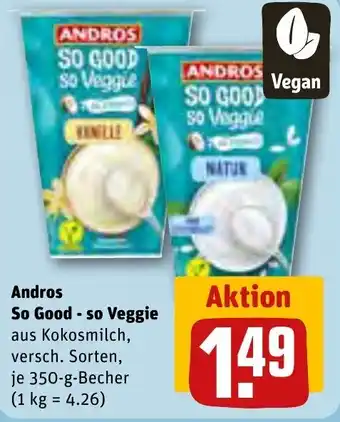 REWE ANDROS SO GOOD so Veggie 350 g Becher Angebot