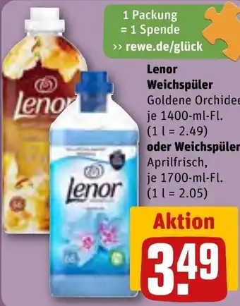 REWE Lenor Weichspüler 1400 ml-Fl. oder Weichspüler 1700-ml-Fl. Angebot