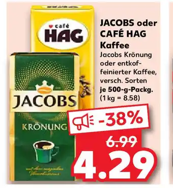 Kaufland JACOBS oder CAFÉ HAG Kaffee 500-g-Packg. Angebot