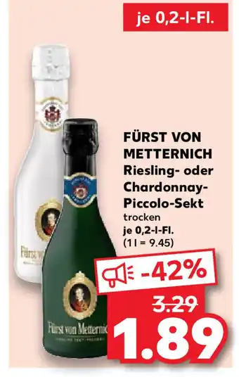 Kaufland Fürst von Metternic METTERNICH Riesling- oder Chardonnay-Piccolo-Sekt je 0,2-1-Fl. Angebot