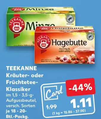 Kaufland TEEKANNE Kräuter- oder Früchtetee-Klassiker 8 - 20-Btl.-Packg. Angebot