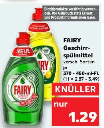 Kaufland FAIRY Geschirr-spülmittel 370 - 450 ml Fl. Angebot