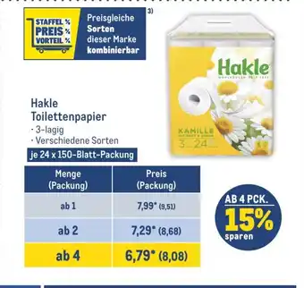 METRO Hakle Toilettenpapier je 24 x 150-Blatt-Packung Angebot