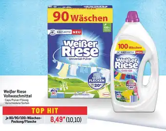 METRO Weißer Riese Vollwaschmittel je 80/90/100-Wäschen-Packung/Flasche Angebot