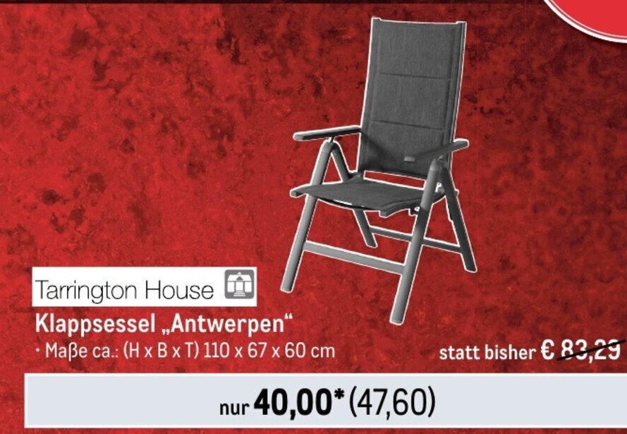 Tarrington House Klappsessel ,,Antwerpen" Angebot bei METRO