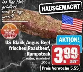 Hit US Black Angus Beef frisches Roastbeef, Rumpsteak 100 g Angebot