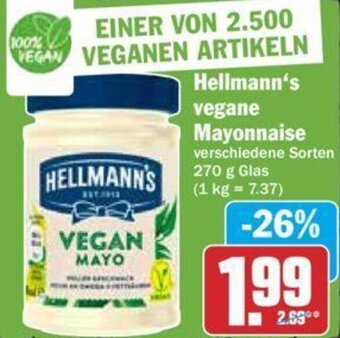 Hit Hellmann's vegane Mayonnaise 270 g Glas Angebot