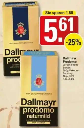 WEZ Dallmayr prodomo 500 g Vakuum Packung Angebot