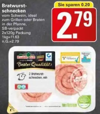 WEZ Bratwurstschnecken 2x120 g Packung Angebot