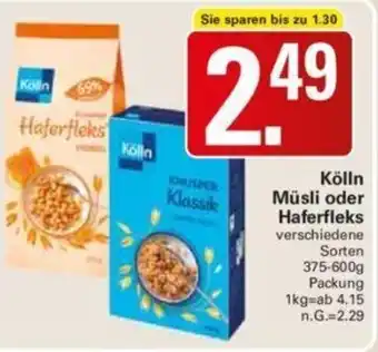 WEZ Kölln Müsli oder Haferfleks 375-600g Packung Angebot