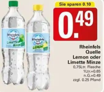 WEZ Rheinfels Quelle Lemon oder Limette Minze 0,75Ltr. Flasche Angebot