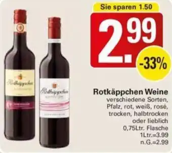 WEZ Rotkäppchen Weine 0,75Ltr. Flasche Angebot