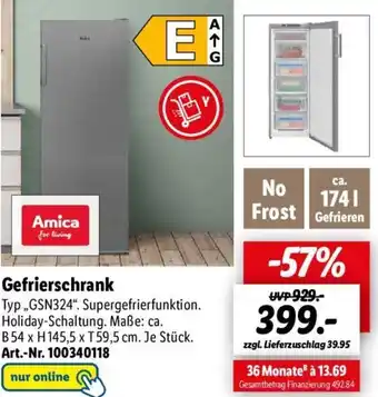 Lidl Amica Gefrierschrank ,,GSN324" Angebot