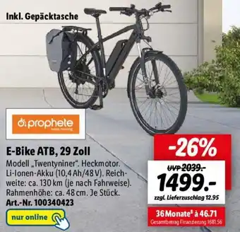 Lidl Prophete E-Bike ATB, 29 Zoll ,,Twentyniner" Angebot