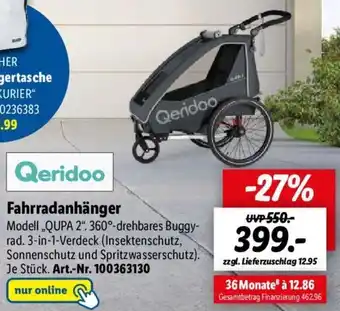 Lidl Qeridoo Fahrradanhänger ,,QUPA 2" Angebot