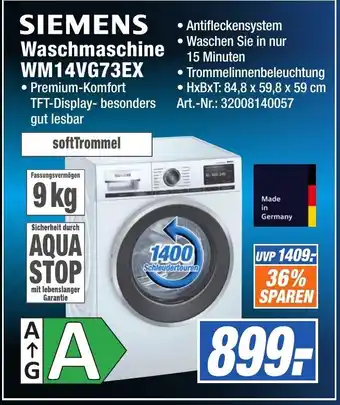 Expert Technomarkt SIEMENS Waschmaschine WM14VG73EX Angebot