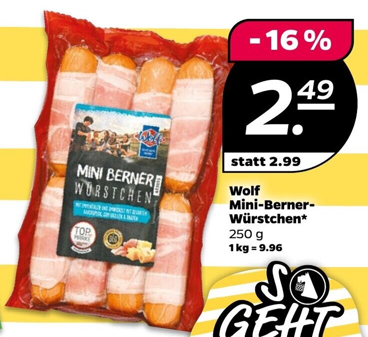 Wolf Mini-Berner-Würstchen* 250g Angebot bei NETTO