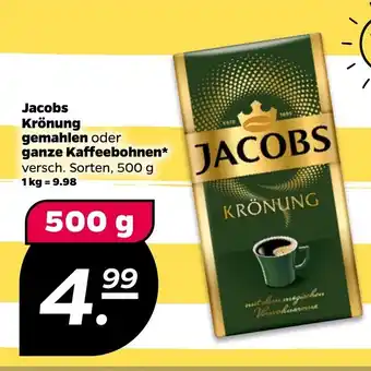 NETTO Jacobs Krönung gemahlen oder ganze Kaffeebohnen* versch. Sorten, 500 g Angebot