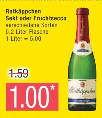 Marktkauf Rotkäppchen Sekt oder Fruchtsecco verschiedene Sorten 0,2 Liter Flasche Angebot