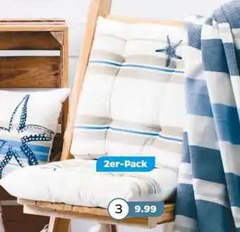 NETTO Dekorado 3. 2er-Pack Sitzkissen maritim* 100 % Baumwolle, ca. 40 x 40 x 2 cm Angebot