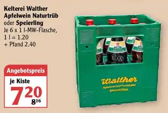 Globus Kelterei Walther Apfelwein Naturtrüb oder Speierling Angebot