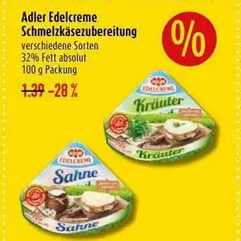 diska Adler Edelcreme Schmelzkäsezubereitung Angebot