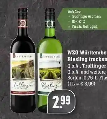 Edeka Wzg Württemberg Riesling Trocken, Trollinger Angebot