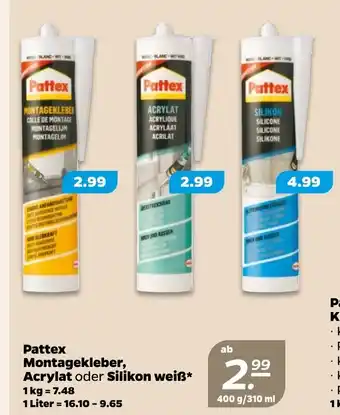 NETTO Pattex Montagekleber, Acrylat oder Silikon weiß* Angebot