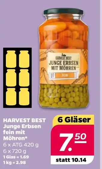 NETTO HARVEST BEST Junge Erbsen fein mit Möhren* 6*720g Angebot