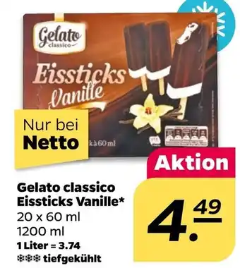 NETTO Gelato Eissticks Vanille 20*60ml Angebot