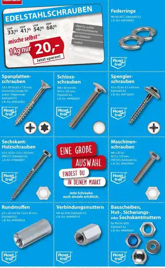 Sonderpreis Baumarkt EDELSTAHLSCHRAUBEN 1kg Angebot