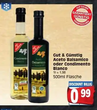 Edeka Gut & Günstig Aceto Balsamico oder Condimento Bianco 500ml Angebot