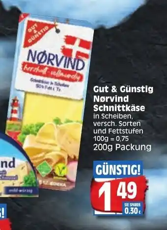 Edeka Gut & Günstig Norvind Schnittkäse 200g Angebot