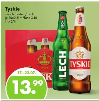 Trink und Spare Tyskie versch. Sorten / Lech 20*500ml Angebot