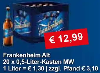 Getränke Oase Frankenheim Alt 20 x 0,5-Liter-Kasten Angebot