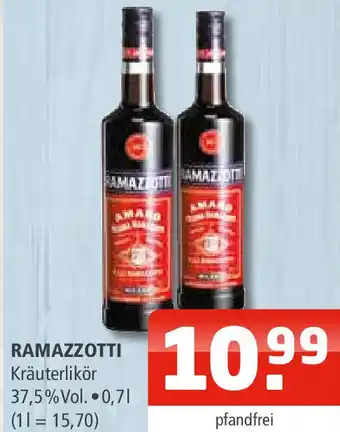 Getränke Oase RAMAZZOTTI Kräuterlikör 0,7 L Angebot