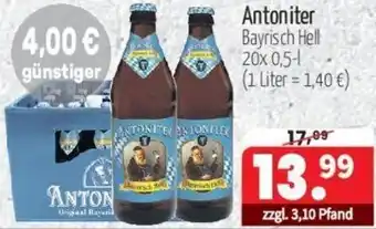 Getränke Quelle Antoniter Bayrisch Hell 20x 0,5-L Angebot