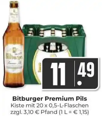 Hieber's Frische Center Bitburger Premium Pils Kiste mit 20 x 0,5-L-Flaschen Angebot