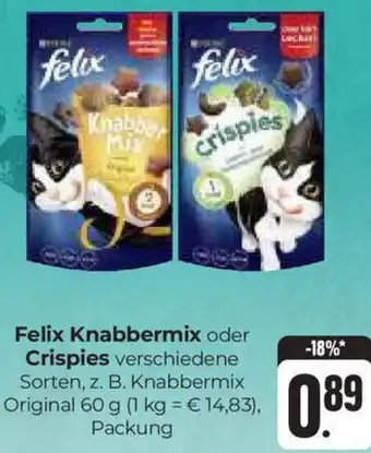 Hieber's Frische Center Felix Knabbermix oder Crispies 60 g Angebot