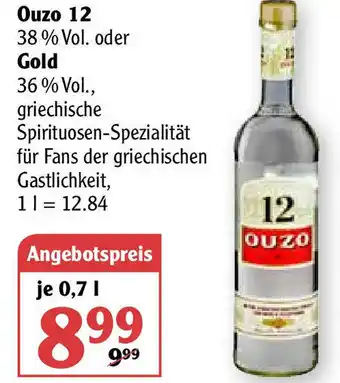 Globus Ouzo 12 oder Gold 0,7L Angebot