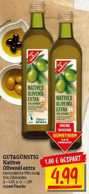 NP Discount GUT&GÜNSTIG Natives Olivenöl extra 750 ml Flasche Angebot